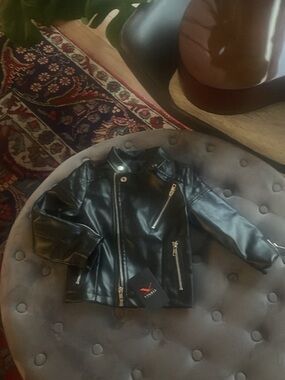 Kids Faux Leather Black Moto Jacket -